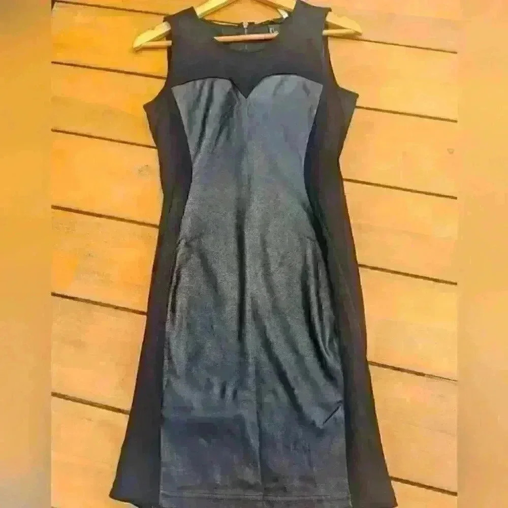 H&M Black half leather dress -  size Small
